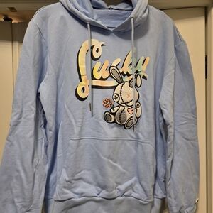 Lucky Blue Hoodie with Bunny Design